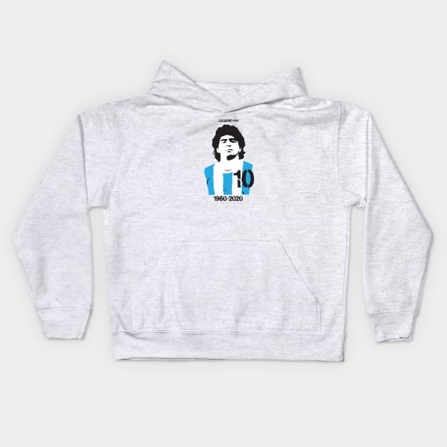 Memory Diego Maradona 10 Hand Of God Legendary 1960-2020 Kids Hoodie by Vamos Store